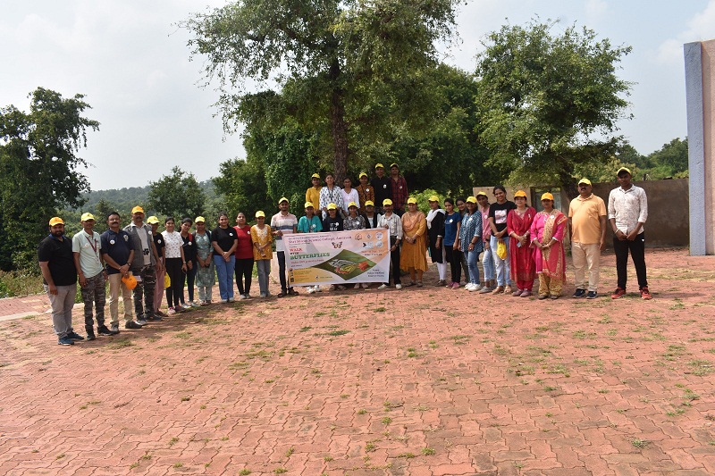 Project students with students in walk with butterfly program