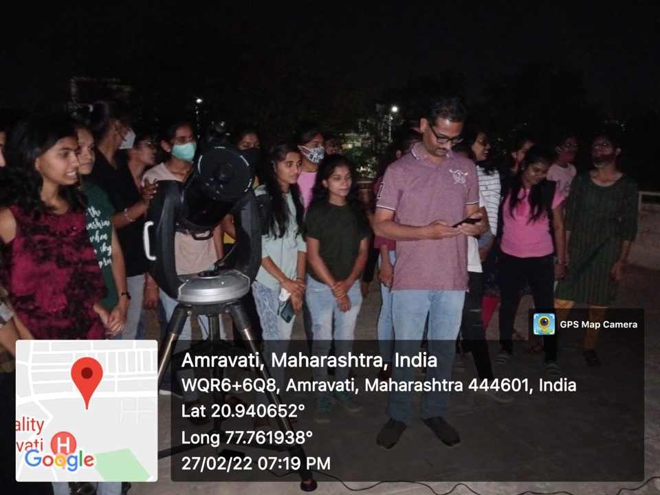 Students observing Planets through telescope