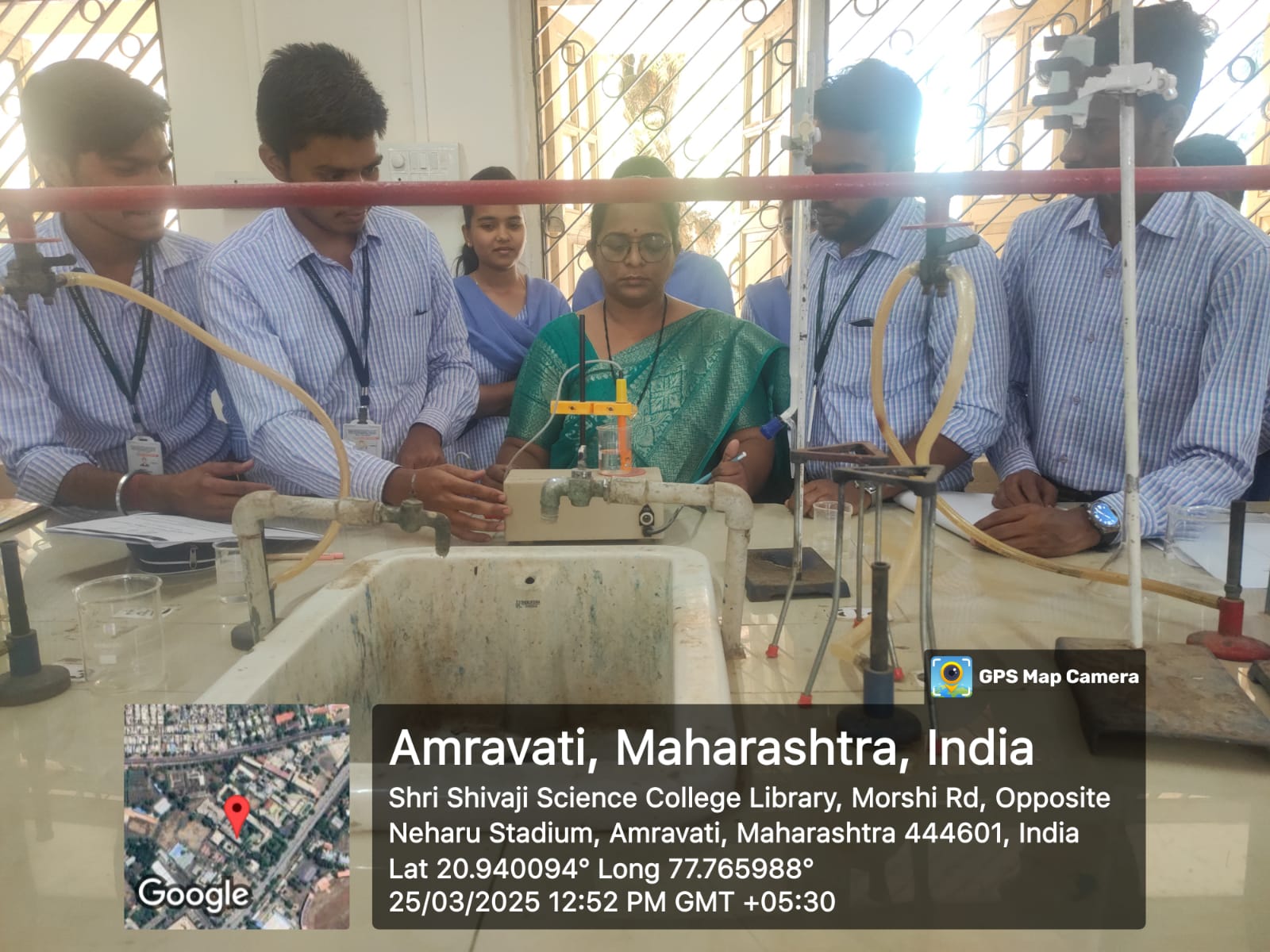 students performing experiment