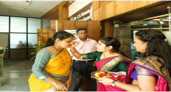 IQAC Coordinator Dr. S.P. Ingole Mam and Dr. N.M. Atre Sir welcome by MSc Bioinformatics Students 